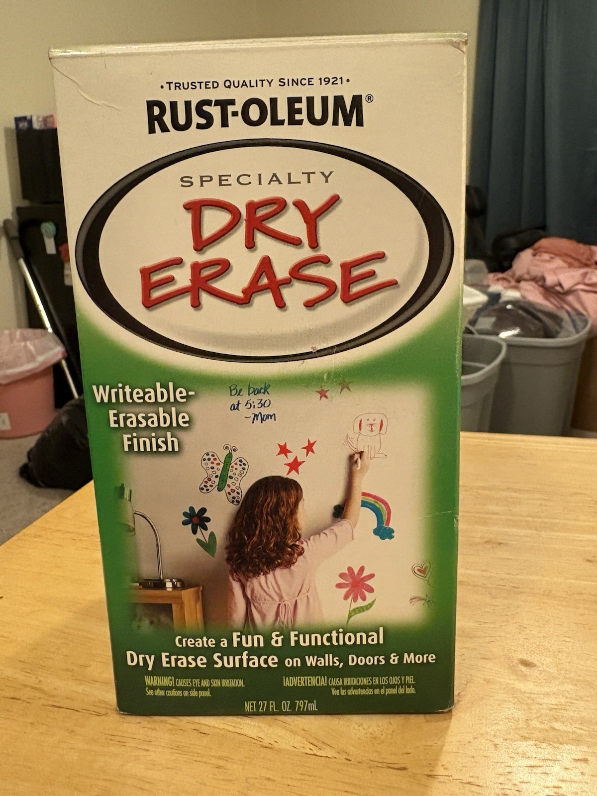 Rust-Oleum Dry-Erase Paint-Gloss White 1/3 Used Of Product Pre-owned