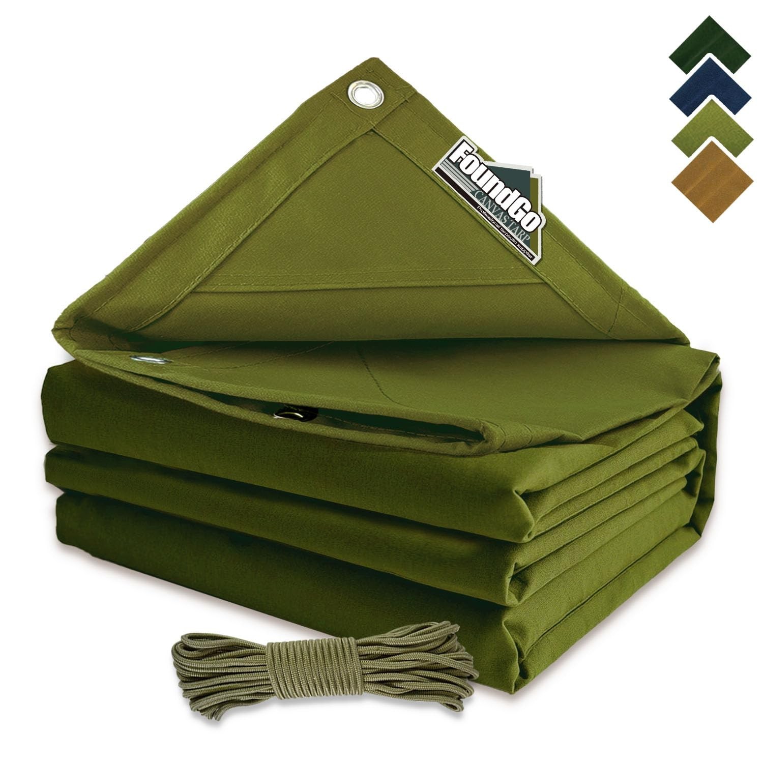 FoundGo 10x16ft Canvas Tarp 22 Mil Tarps 14 oz Canvas Tarpaulin Heavy Duty Cl…