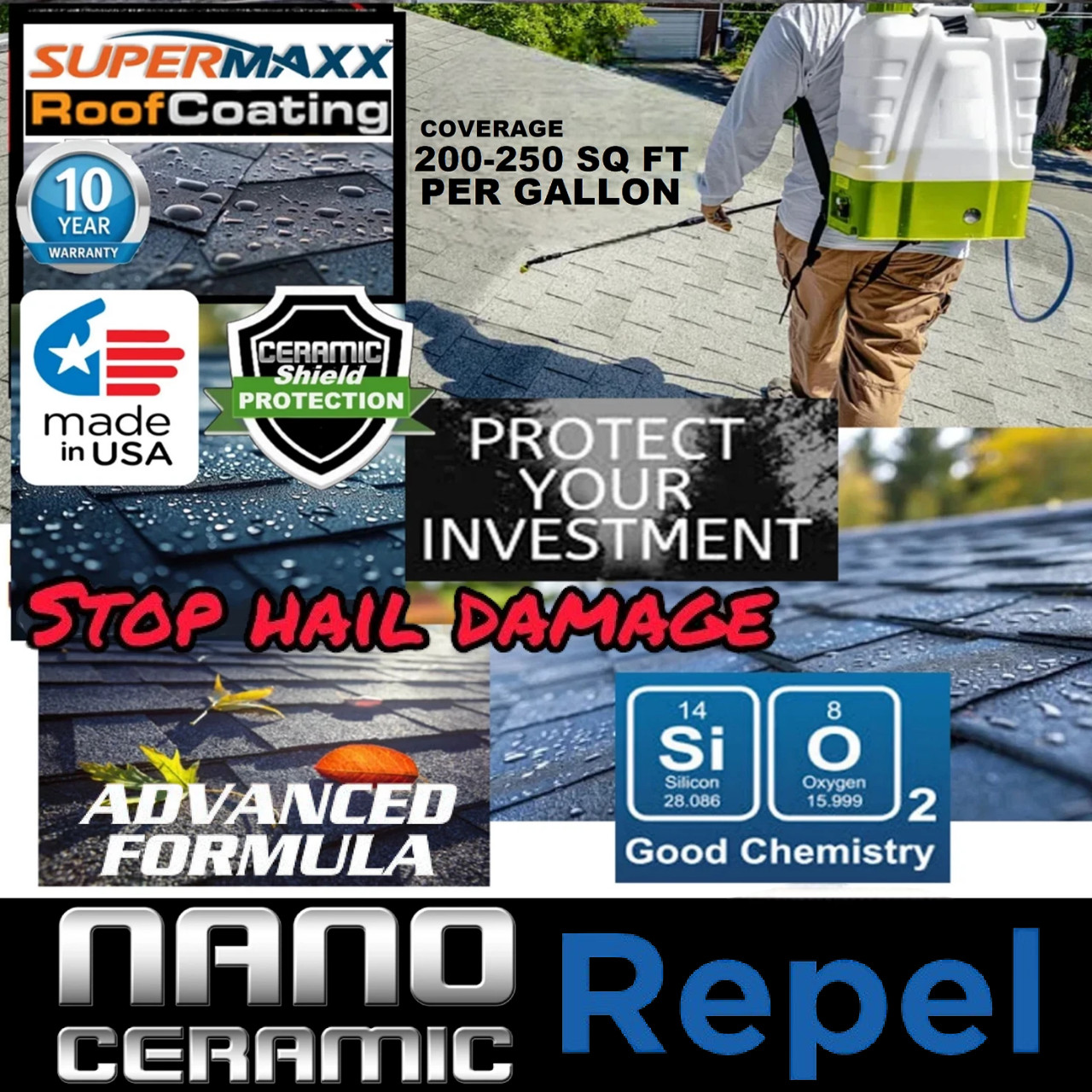 SUPERMAXX NANO ROOF COATING ASPHALT SHINGLES HAIL RESISTANT FORMULA- 4 PACK