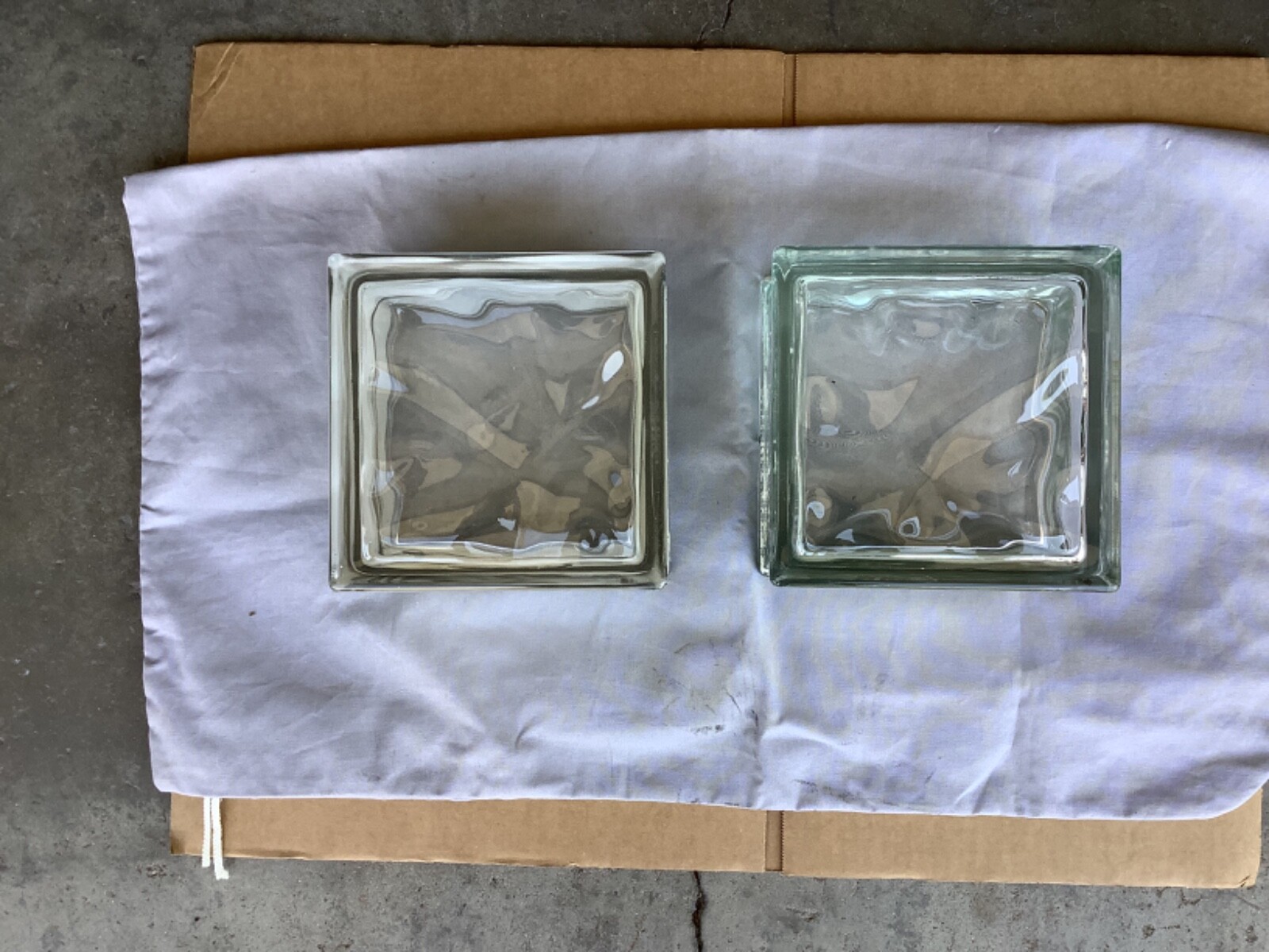 (6) per case greenish hue Glass Blocks vintage 7-1/2” x 7-1/2” x 3-3/4”