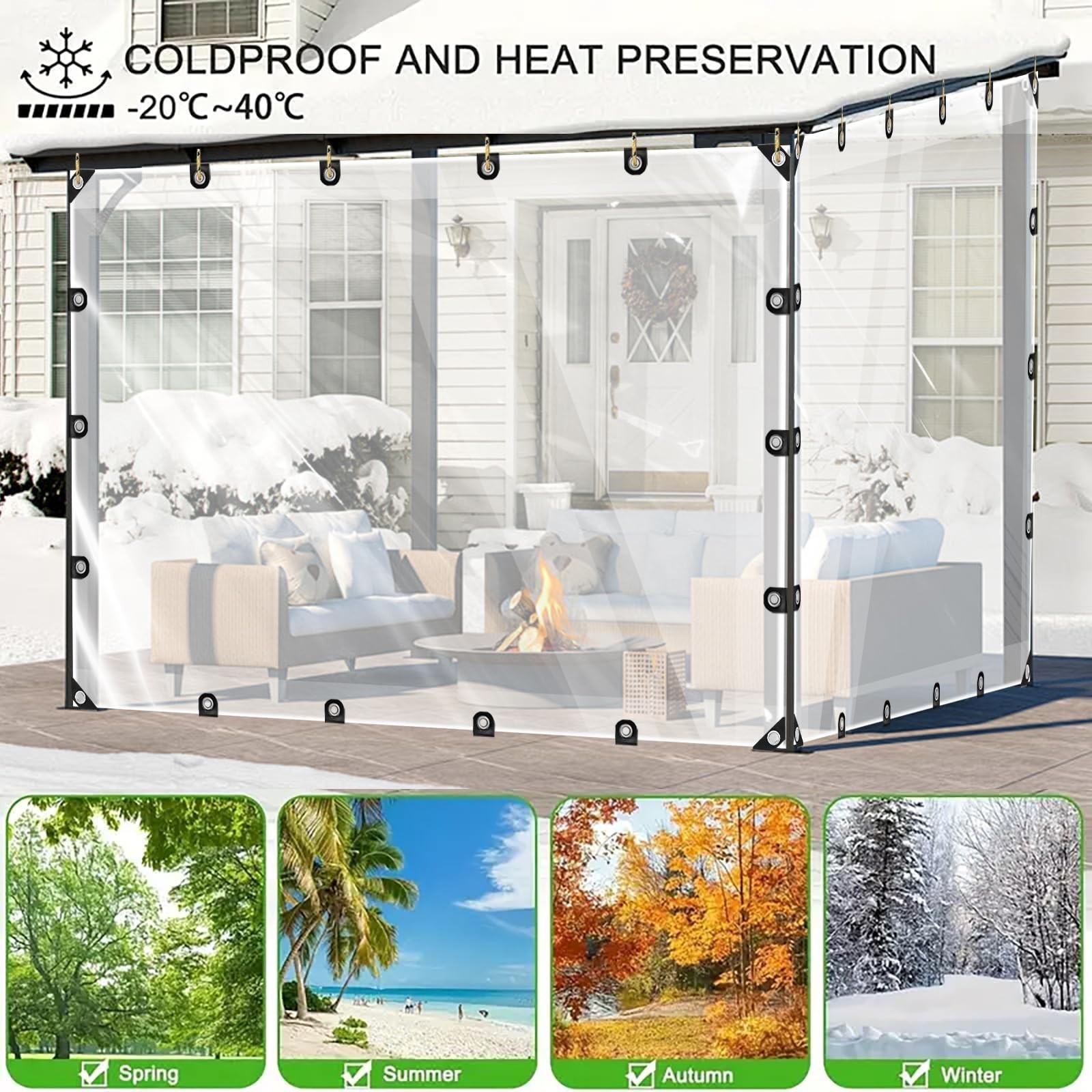 8x10FT Clear Tarp – PE Clear Vinyl Tarp Edge Hot Melt Heavy Duty Clear Waterp…