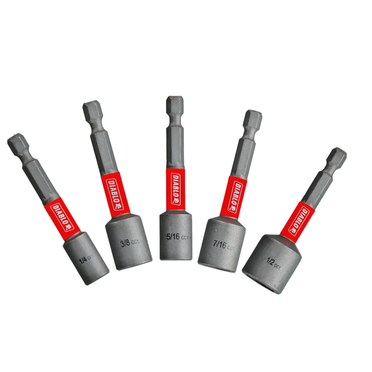 DIABLO Magnetic Nut Setters DNTSL-S5 (5 Bits) 5/16″, 1/4″, 3/8″, 7/16″, 1/2″