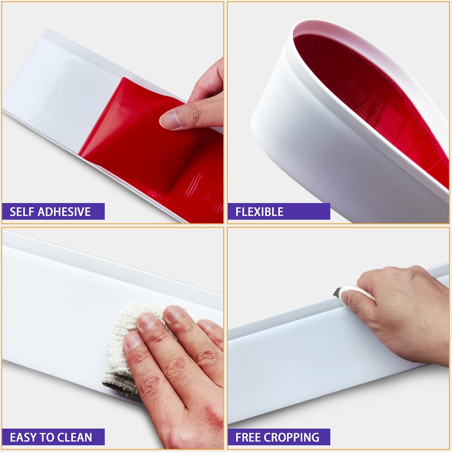 Tridotpul Vinyl Wall Base Baseboard Molding Trim 4″ Flexible Self Adhesive Rubbe