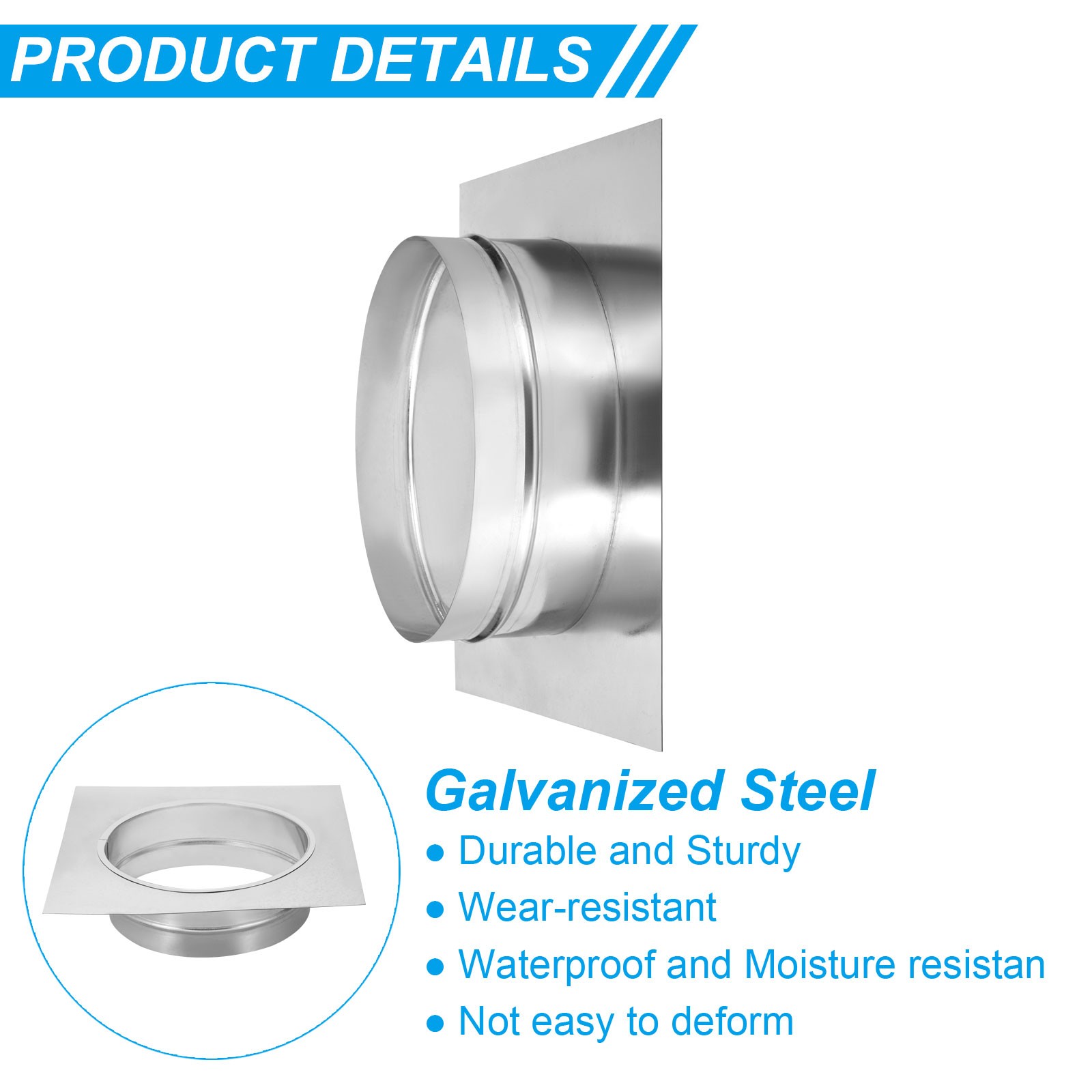 10″ Galvanized Steel Duct Connector Flange Air Mounting Plate 14″x14″