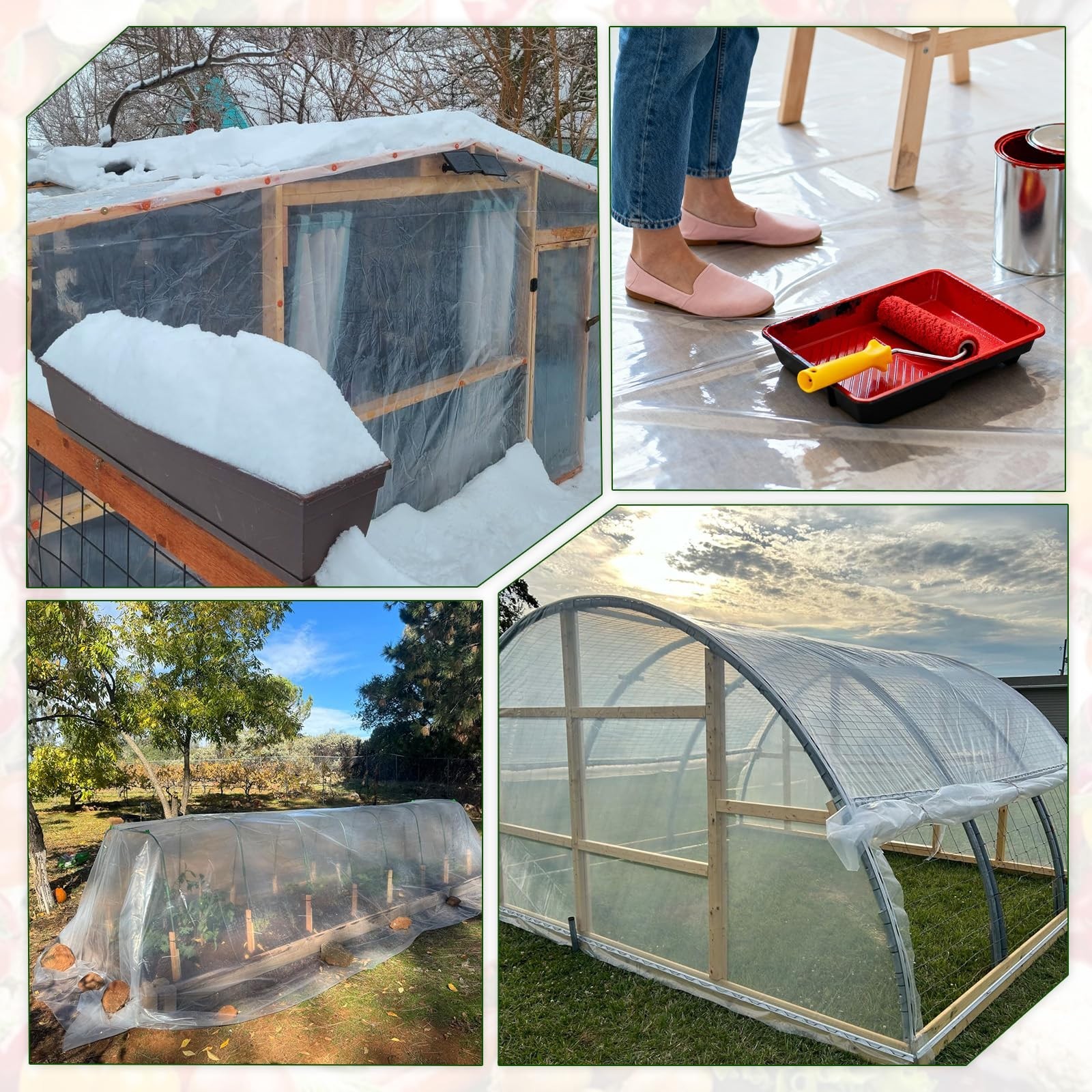 10×20 FT Greenhouse Plastic Sheeting, Transparent Greenhouse Film for Summer,…