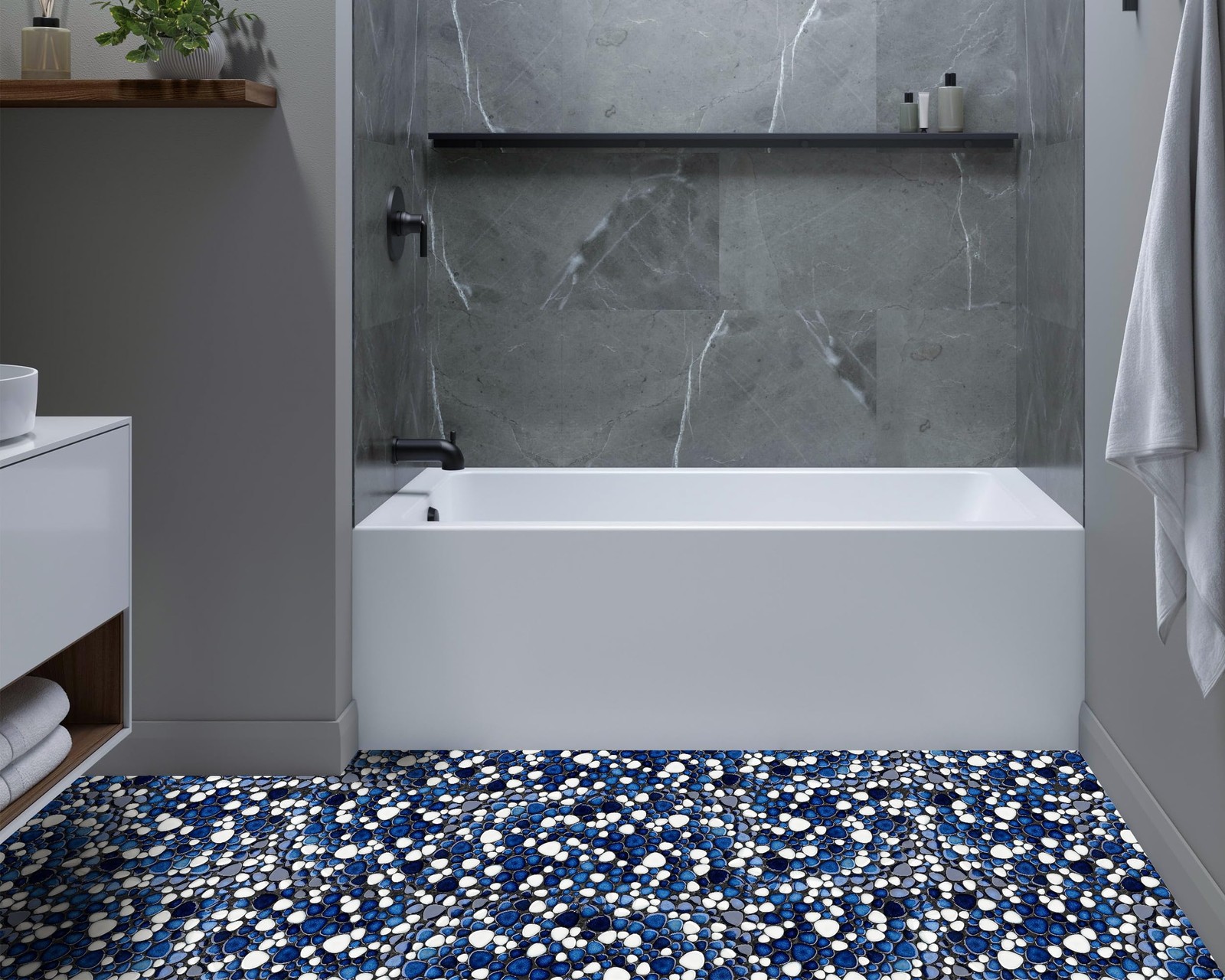 Primoon Pebble Ceramic Tiles 5 Sheets Heart-Shaped 12X12 Floor Tile Ceramic
