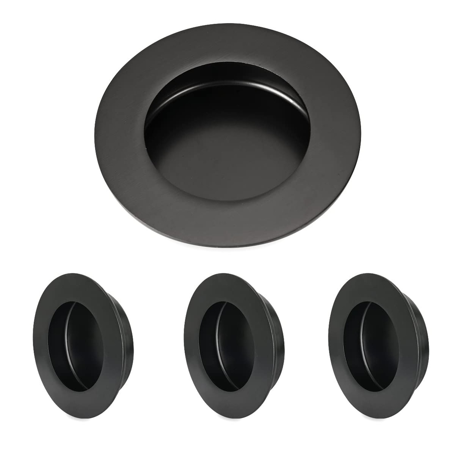 HOMOTEK 4 Pack Round Sliding Closet Door Handles Diameter 2-1/2 in(65mm) Blac…