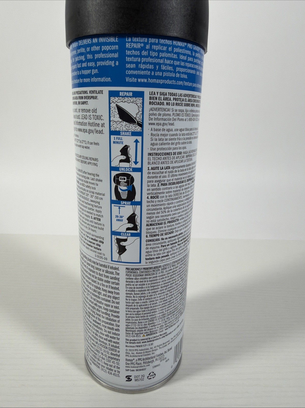 Homax 4575 Ceiling Texture Spray, White, Popcorn, Water, 14 Oz