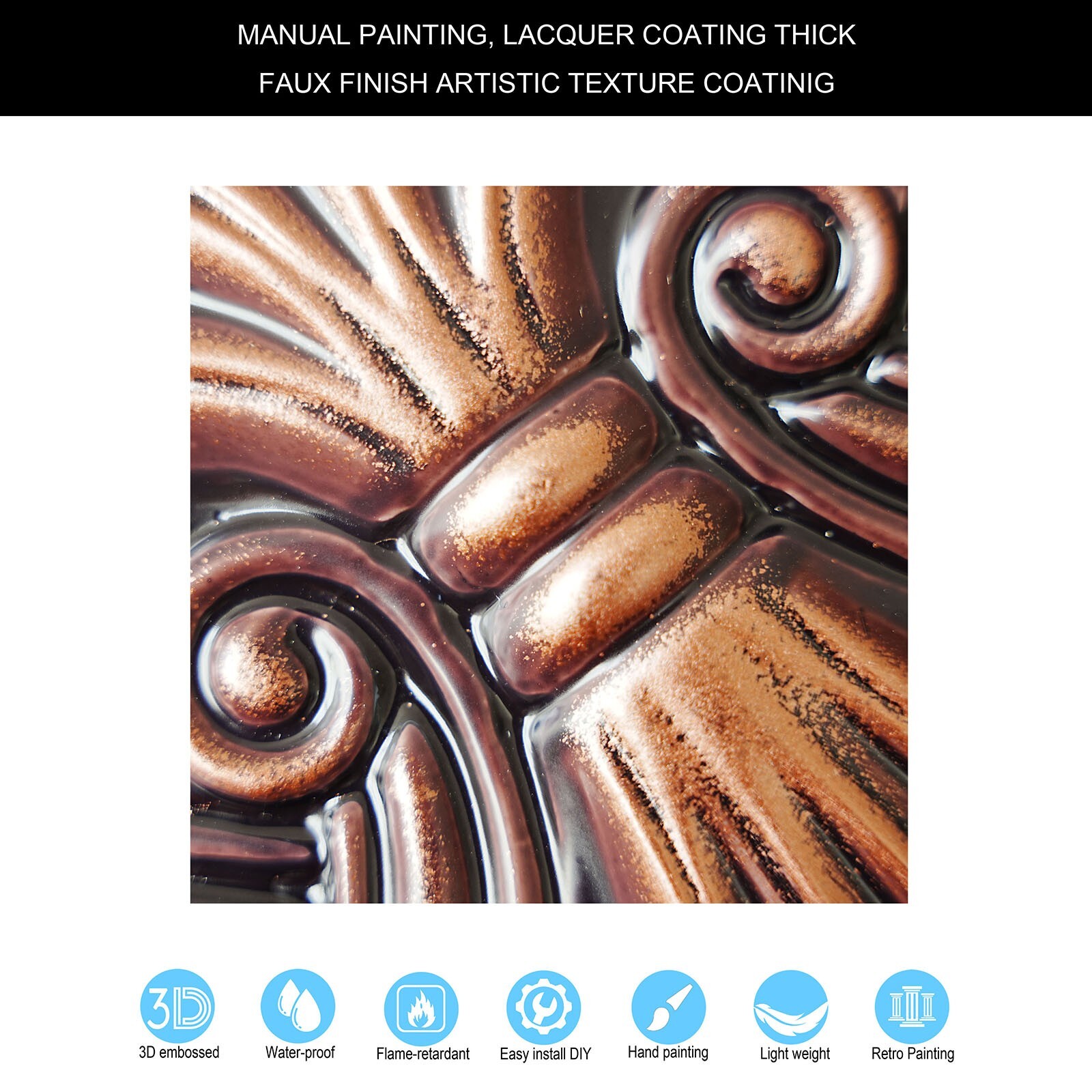Ceiling Tile Faux Tin Painted Plastic Wall Panel PL11 Traditional copper 10Pcs