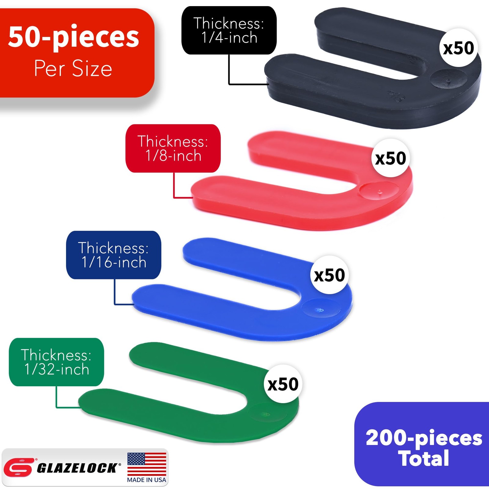 Glazelock Horseshoe Shims 200pk Multipack