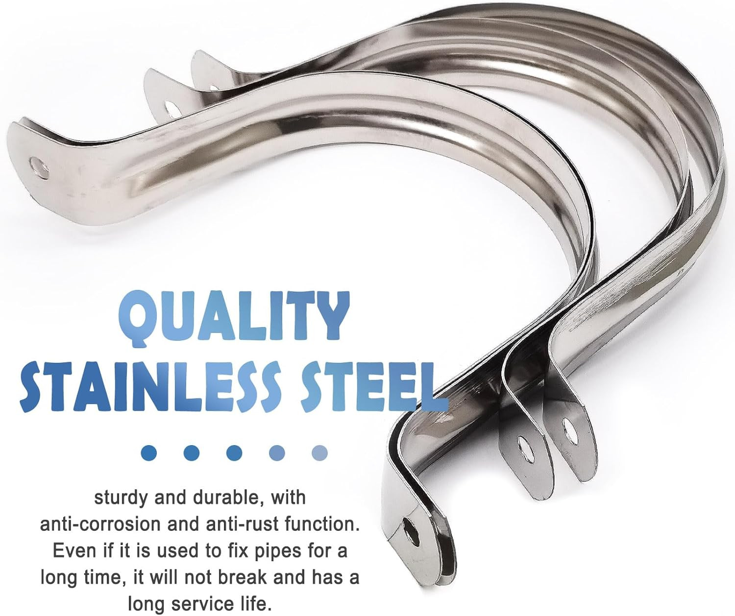 4Inch Rigid Pipe Strap Clamp-Two Hole Strap-U Bracket Tube Clip-Stainless Steel