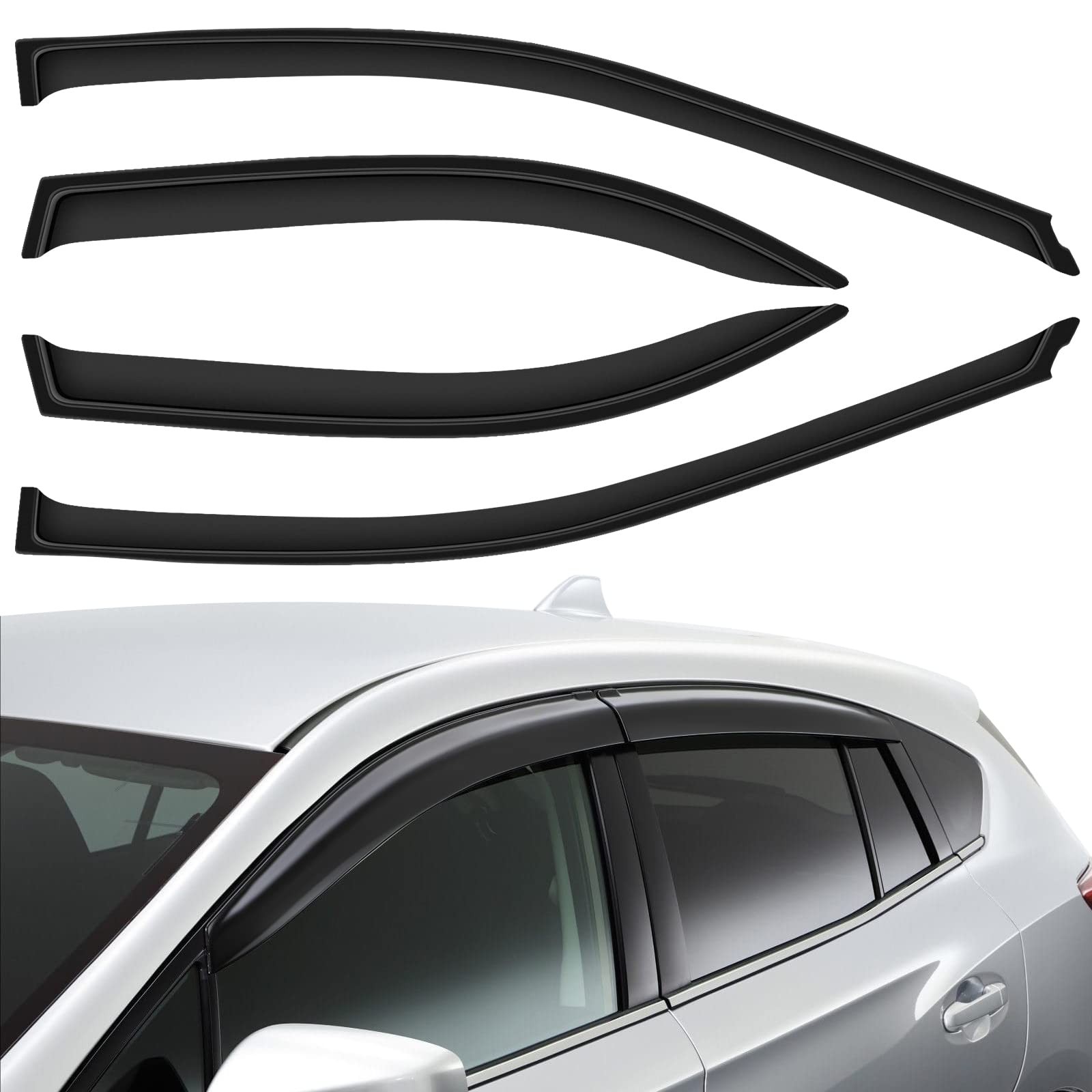 Side Window Deflector Dark Smoke Rain Guards 4-Piece Set 2002-2006 for Toyota Ca