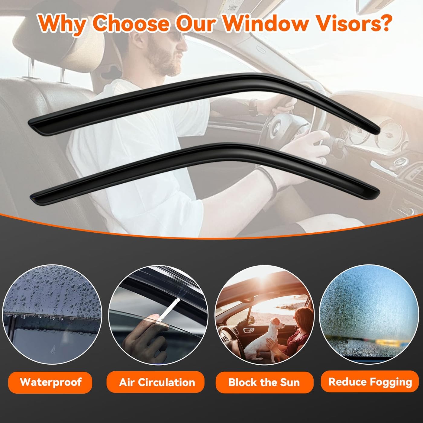 PLDDE Smoke Rain Guards 09-26 Ram 1500/2500/3500 Std Cab