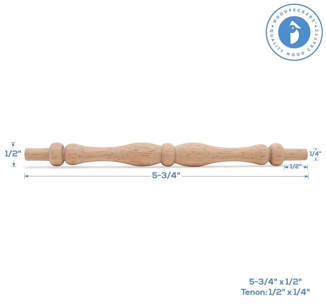 Wooden Baluster Spindles 5-3/4″, Pack of 10 Oak Wood 5-3/4 inch, Natural