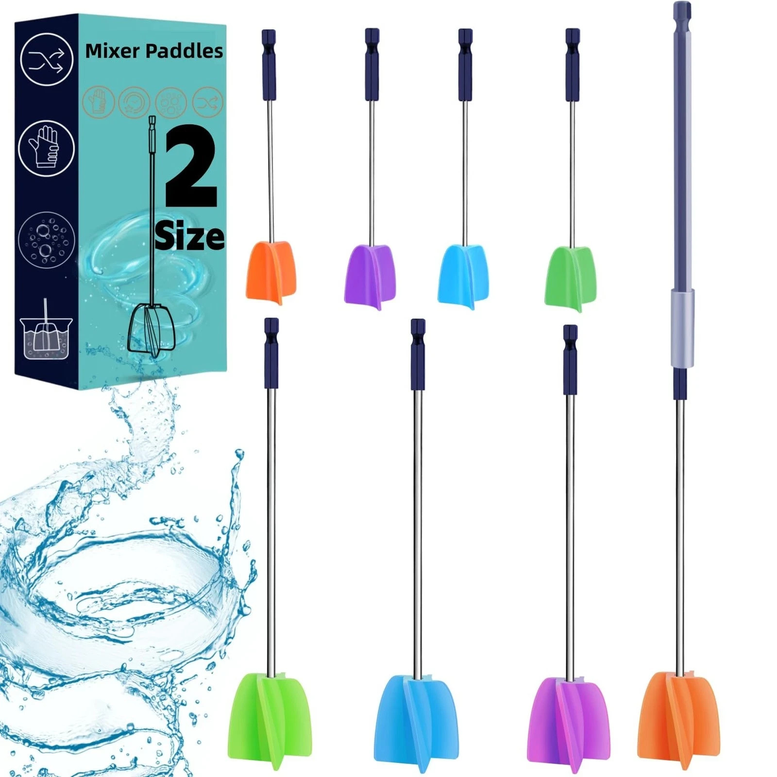 4/Large+4/Small Sizes Silicone Resin Mixer Paddles,Reusable Reusable Paint and R