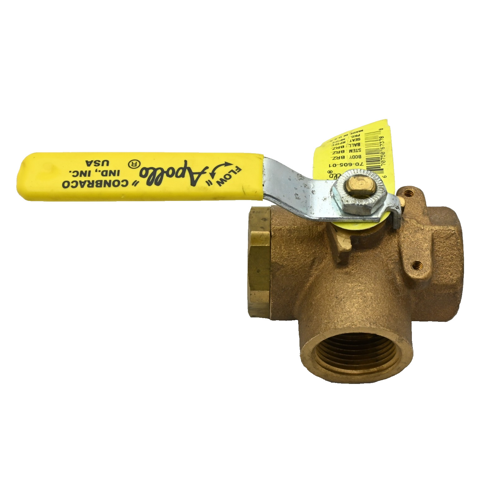 Apollo Conbraco 70-605-01 3-Way, Bronze, Full-Port, NPT, Ball Valve, 1″