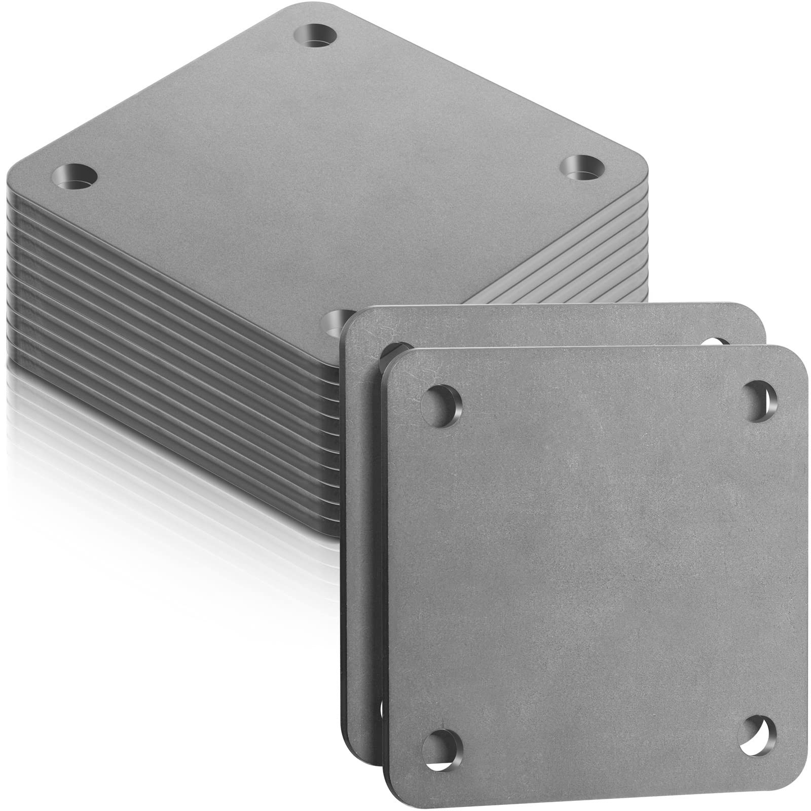 12 Pcs A36 Steel Plate Hot Rolled Steel Plate Base with 4 Holes 3/8 Inch Diam…