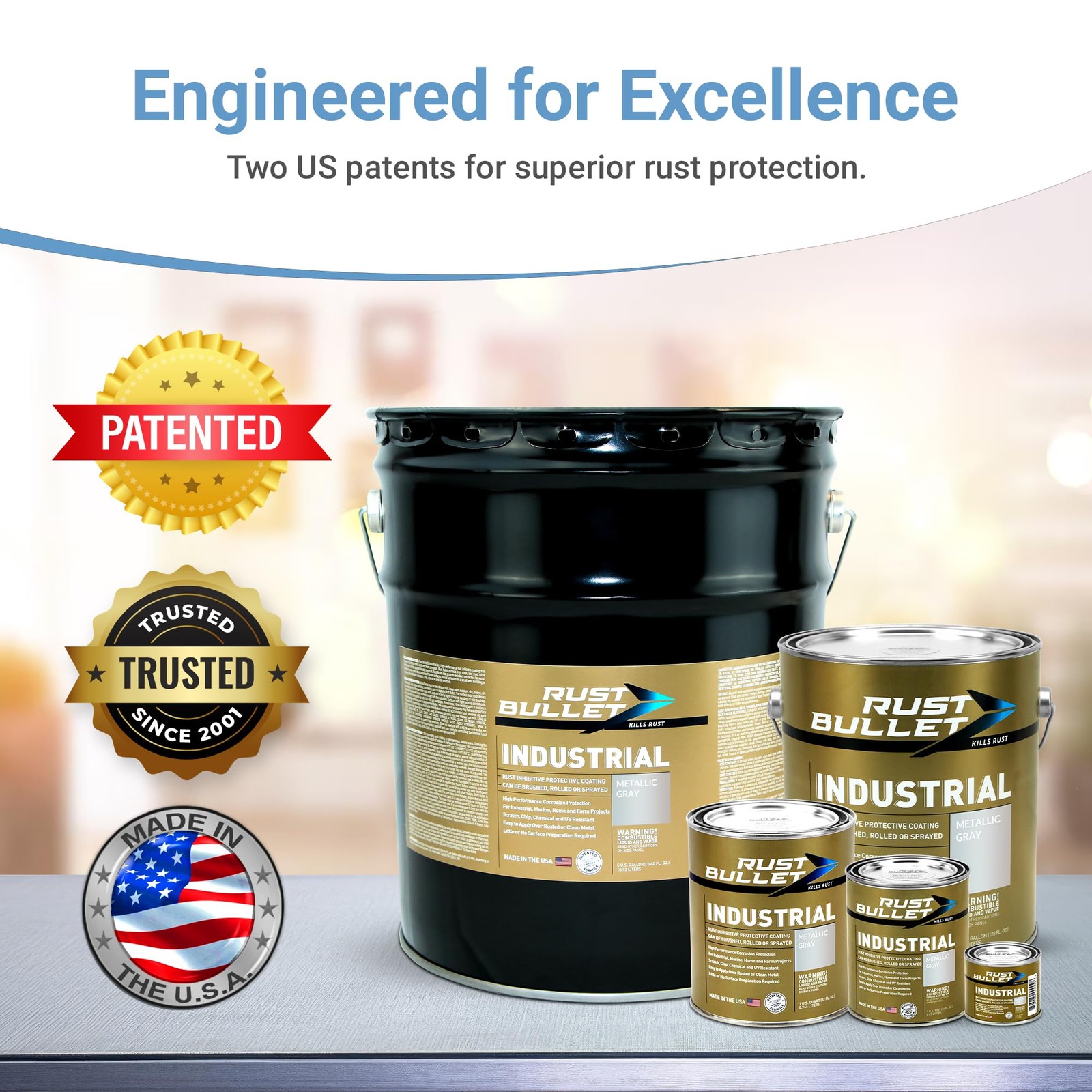 Rust Bullet Industrial Metal Gray 1 Quart Rust Preventive Coating Industrial Mar