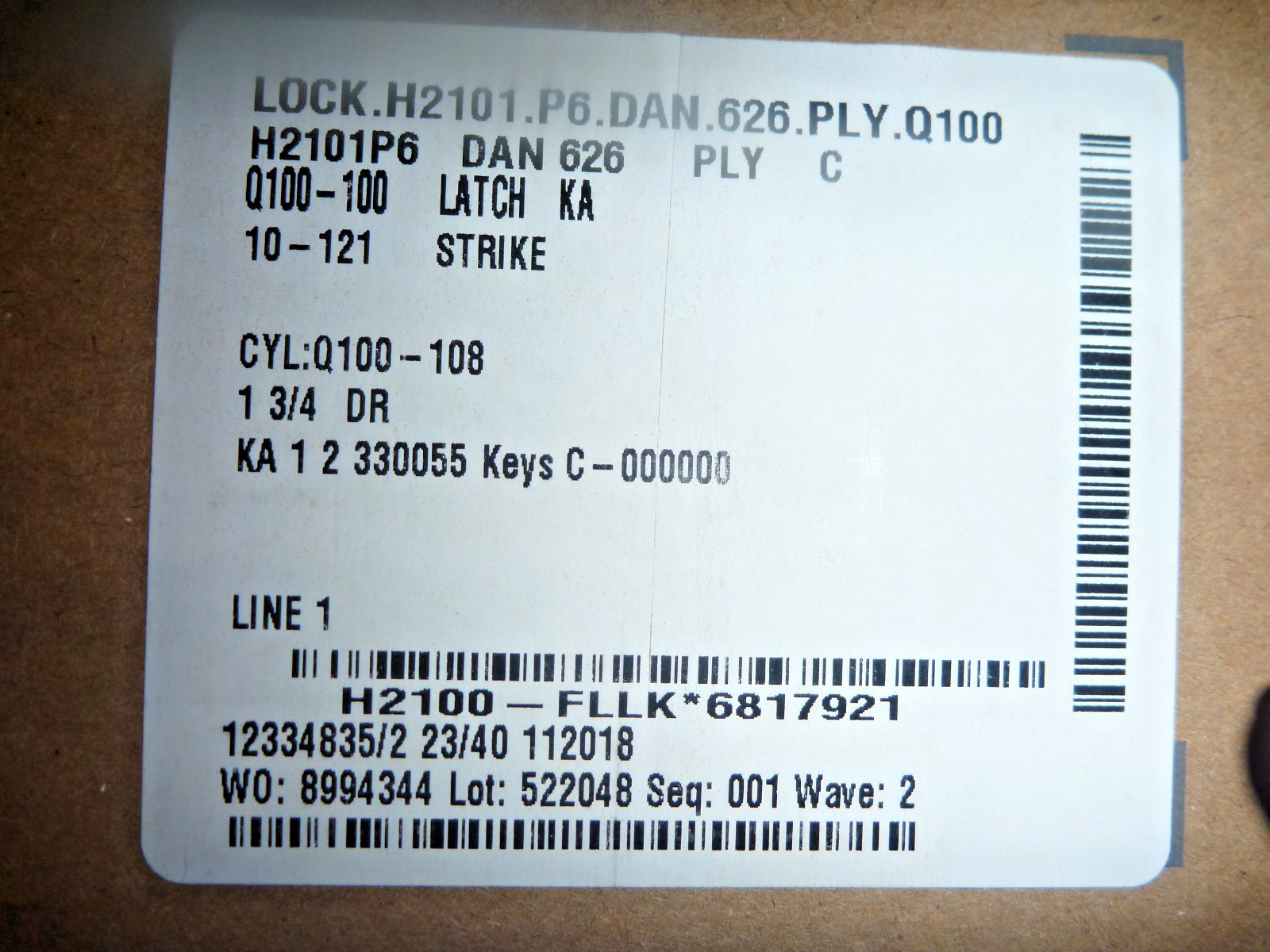 Falcon/Allegion H2101P6 Interconnect Commercial Lockset 626 Q100 1¾