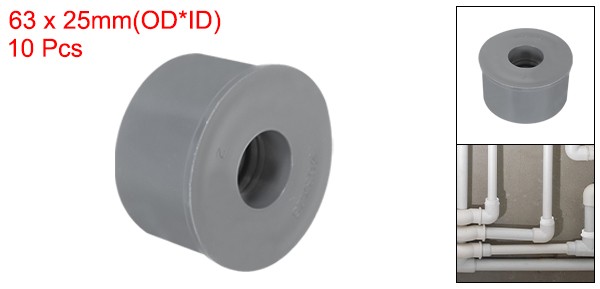 10 Pcs PVC DWV Reducer Bushing 2″ x 3/4″ (Socket x Socket) Connector Grey