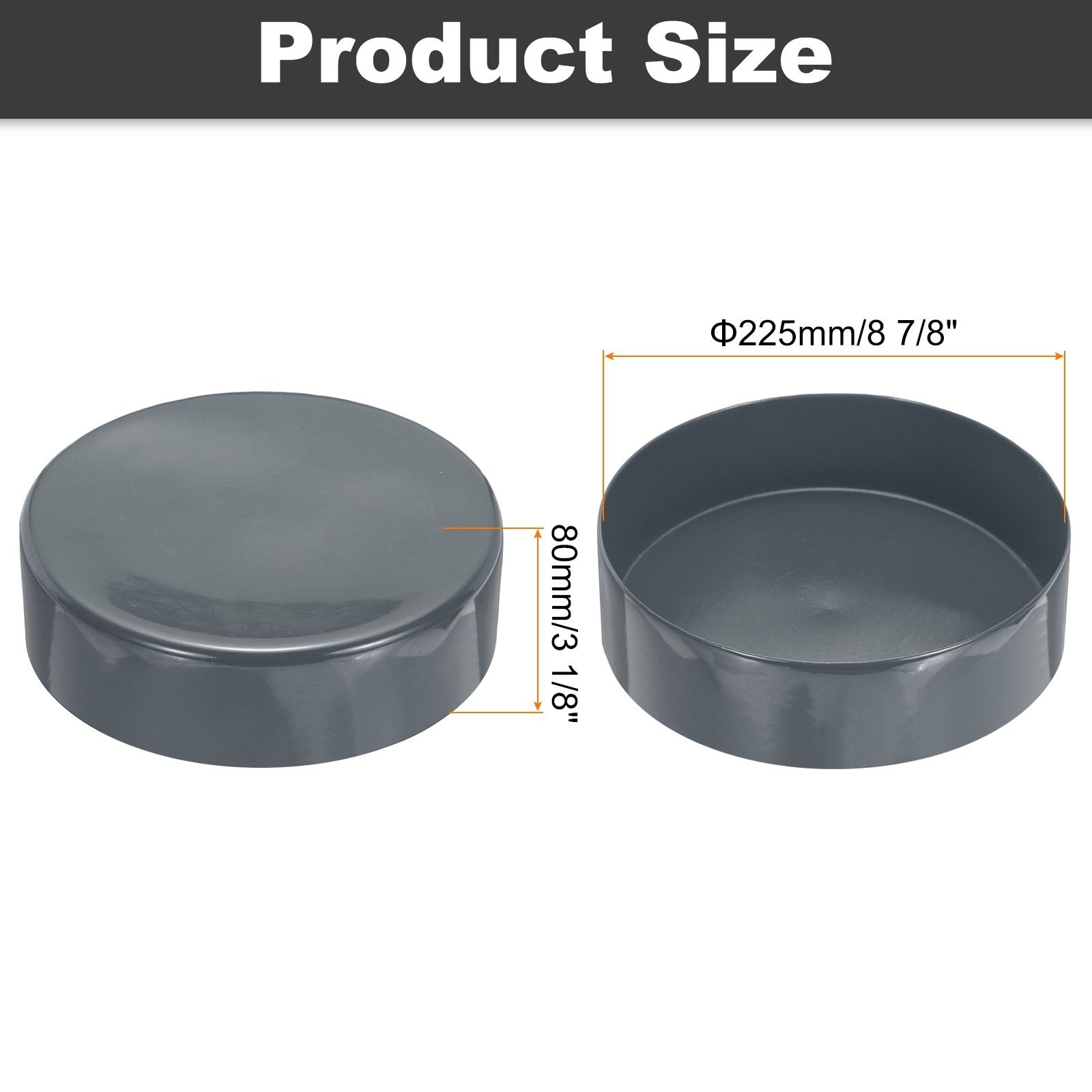 225mm (8 7/8″) ID Rubber End Caps Pipe & Fence Post Protectors Deep Gray