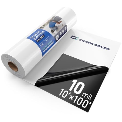 10x100ft Crawl Space Vapor Barrier 10 Mil Black White