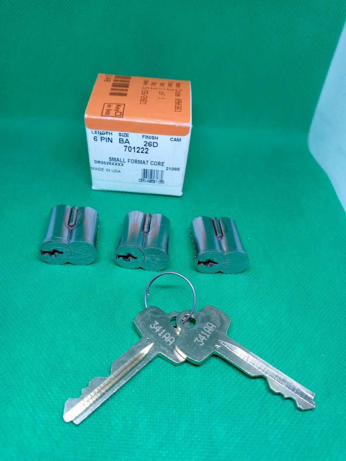 Kaba Ilco 6-Pin Interchangeable Core Keyway A, Master Key System 44 Satin Chrome