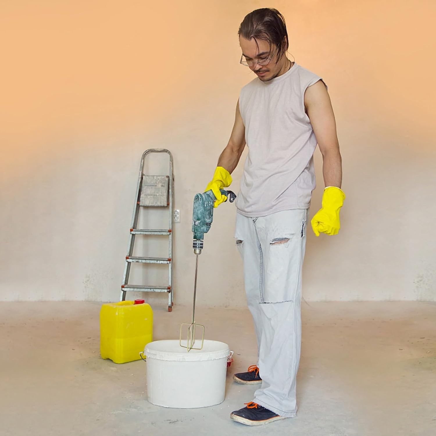 Heavy-Duty Alloy Paint and Mud Mixer – Effortless Mixing with Drill Attachment
