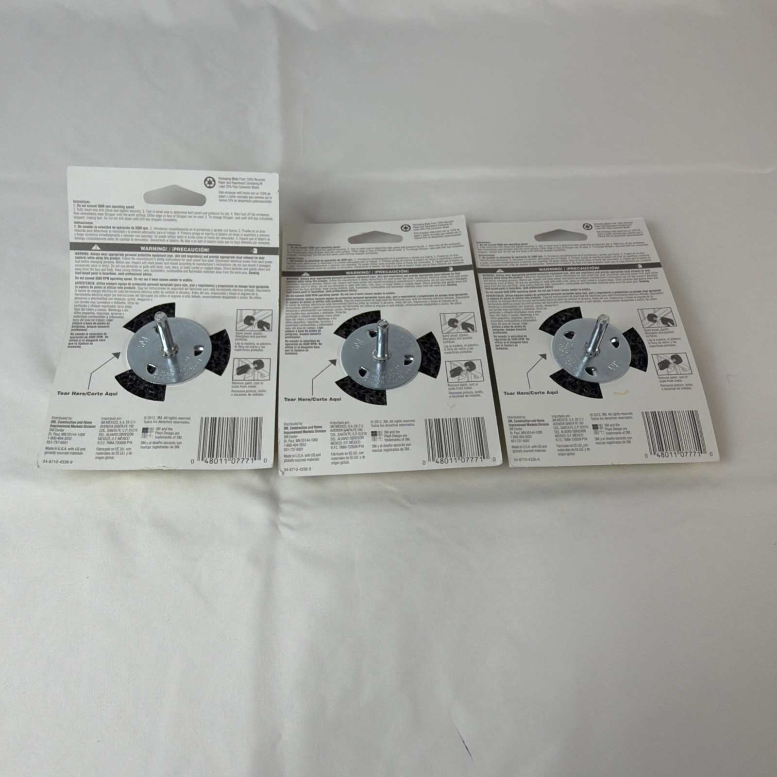 3M 7771NA-CC Drill-Mounting Metal Paint Rust Stripper- Quantity 3