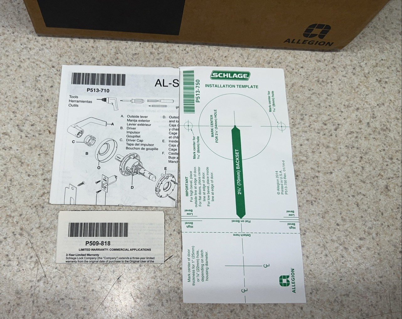 Schlage Classroom Lock AL70P6D Satin Nickel. NIB