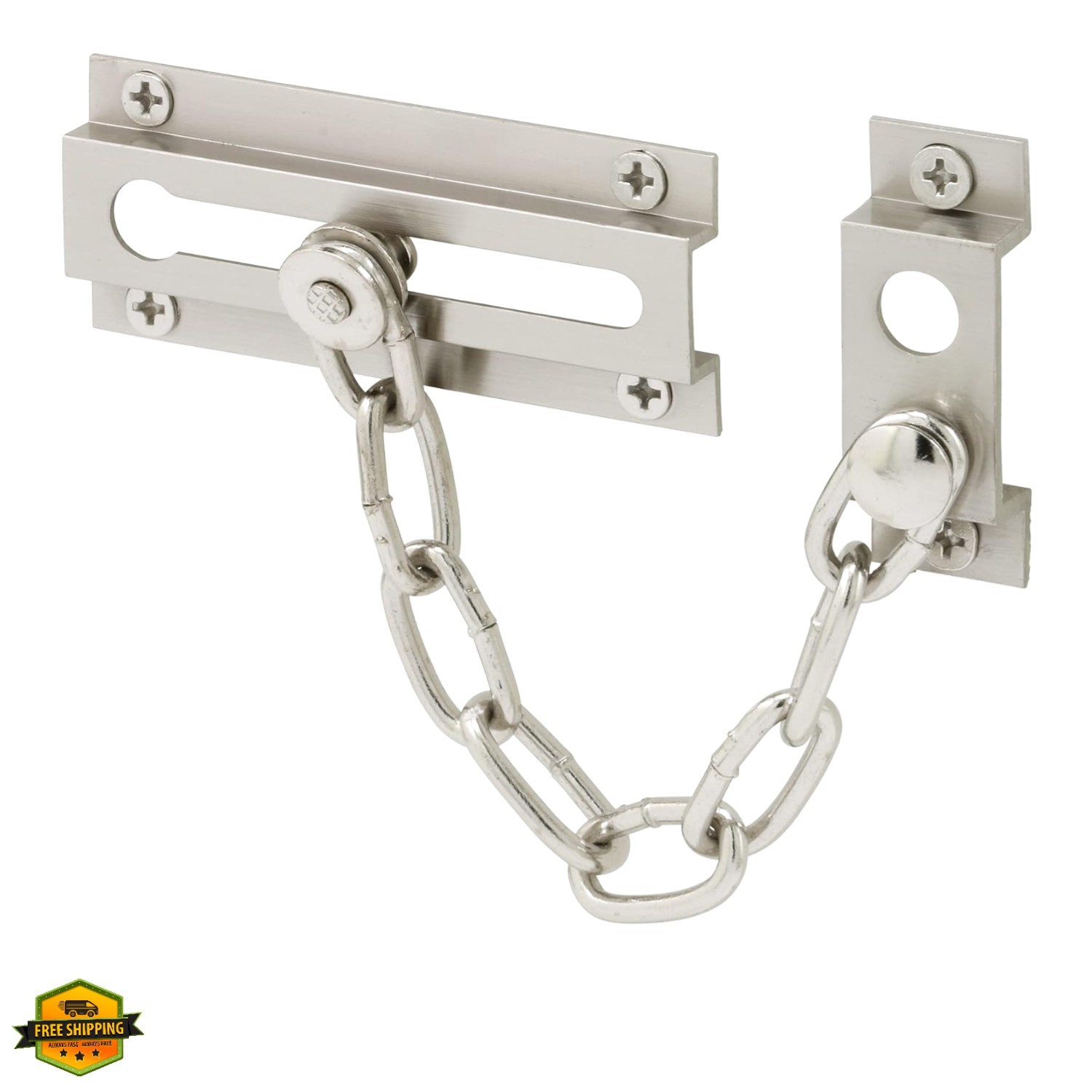 U 10304 Solid Brass Chain Door Guard, 3-5/16 Inch, Single Pack | Satin Nickel…