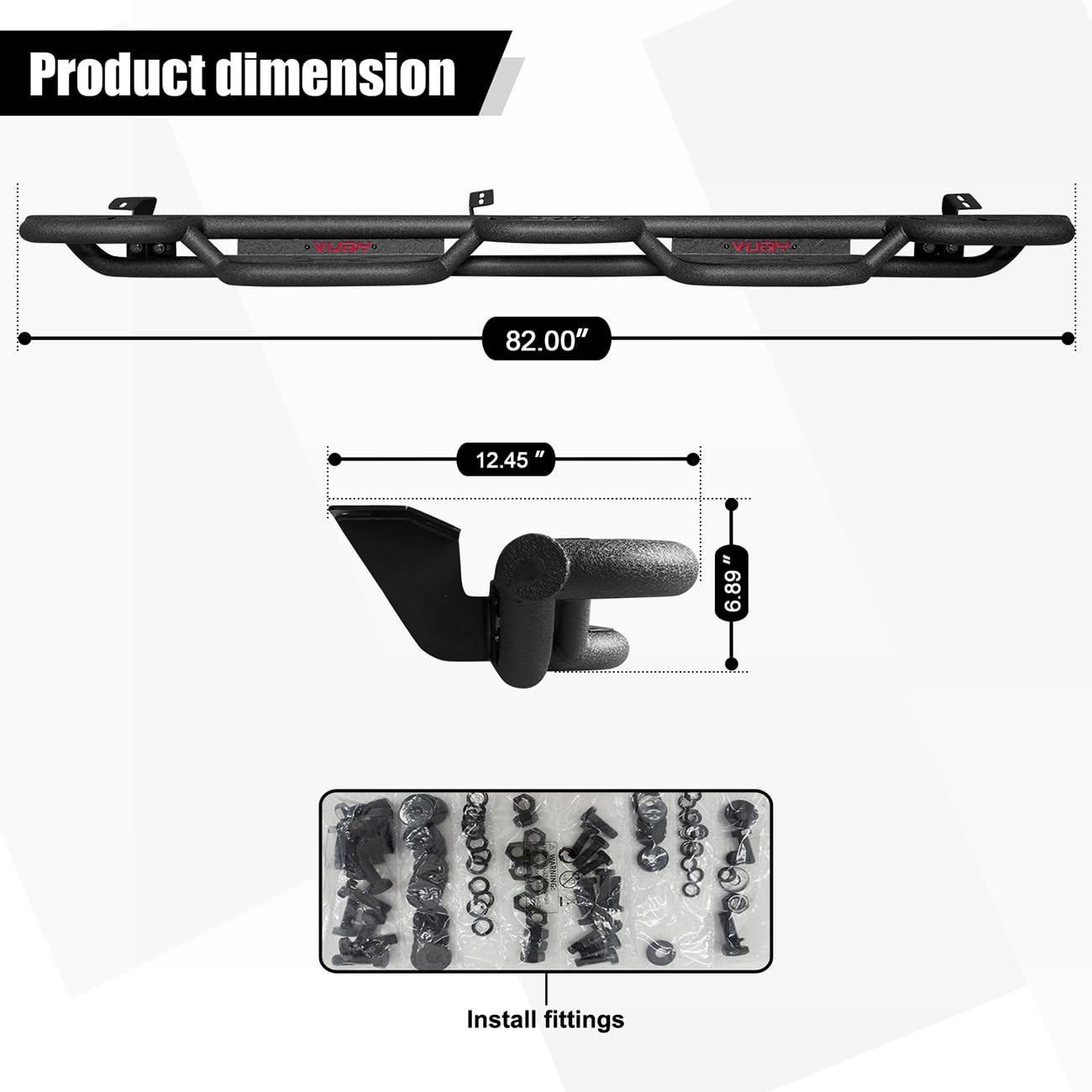Fits 2005-2023 Tacoma Double Cab Side Step Bars Running Boards (B)