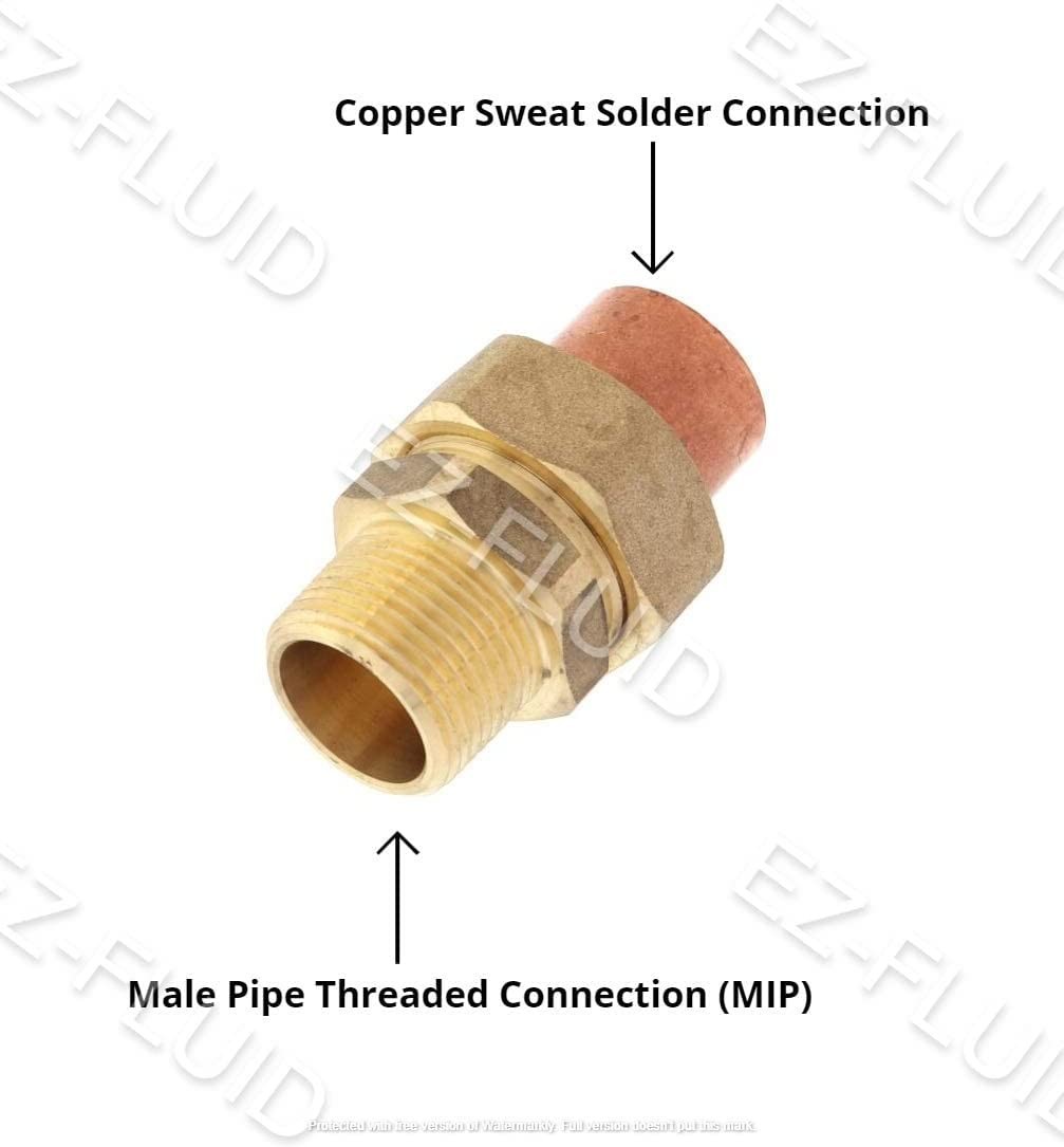 EZ-FLUID Plumbing 1/2″ C X MIP Brass Copper Union C x Male 0.5 Inch,