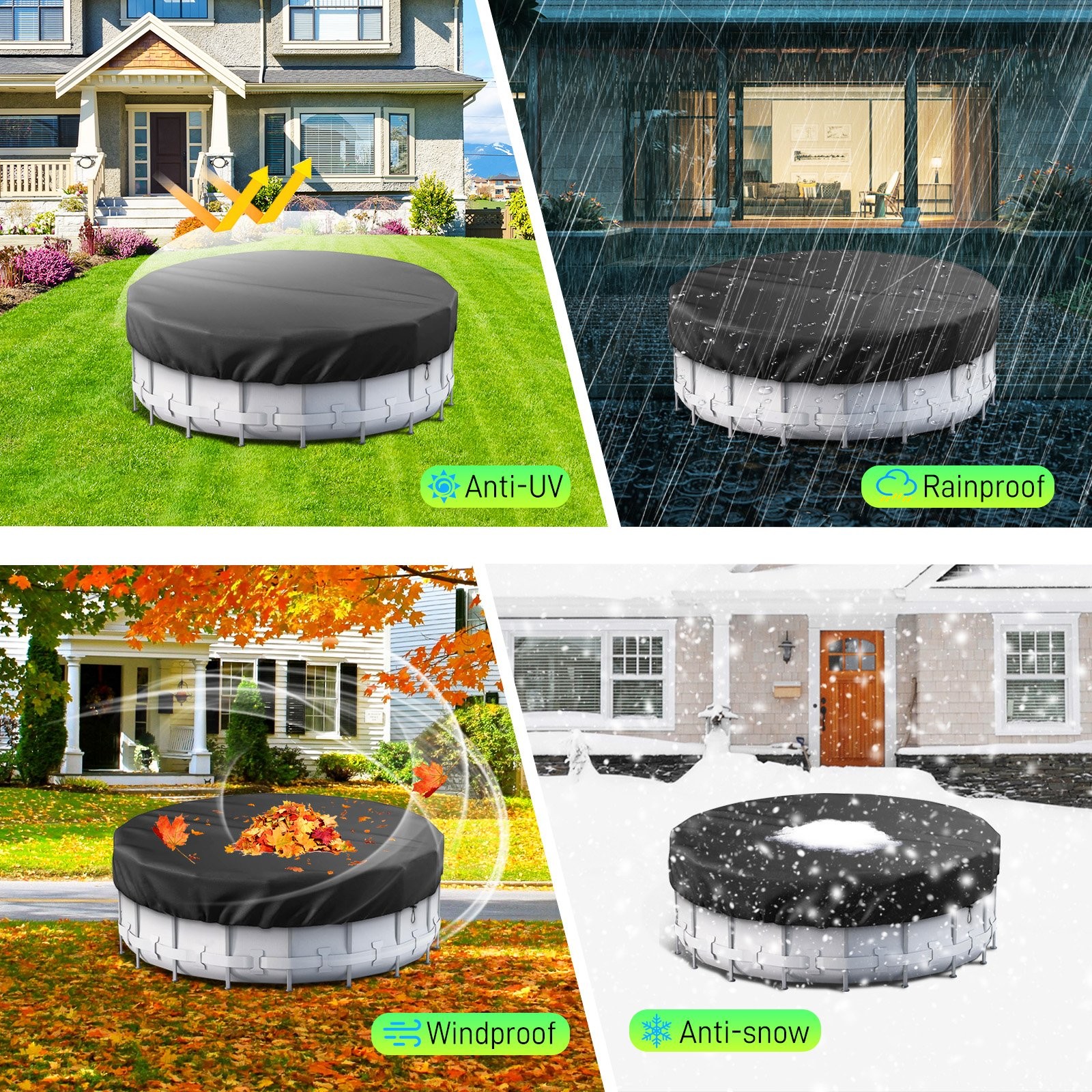 High quality fabrics Circular Pool Cover with Accessories For Household Outdoor