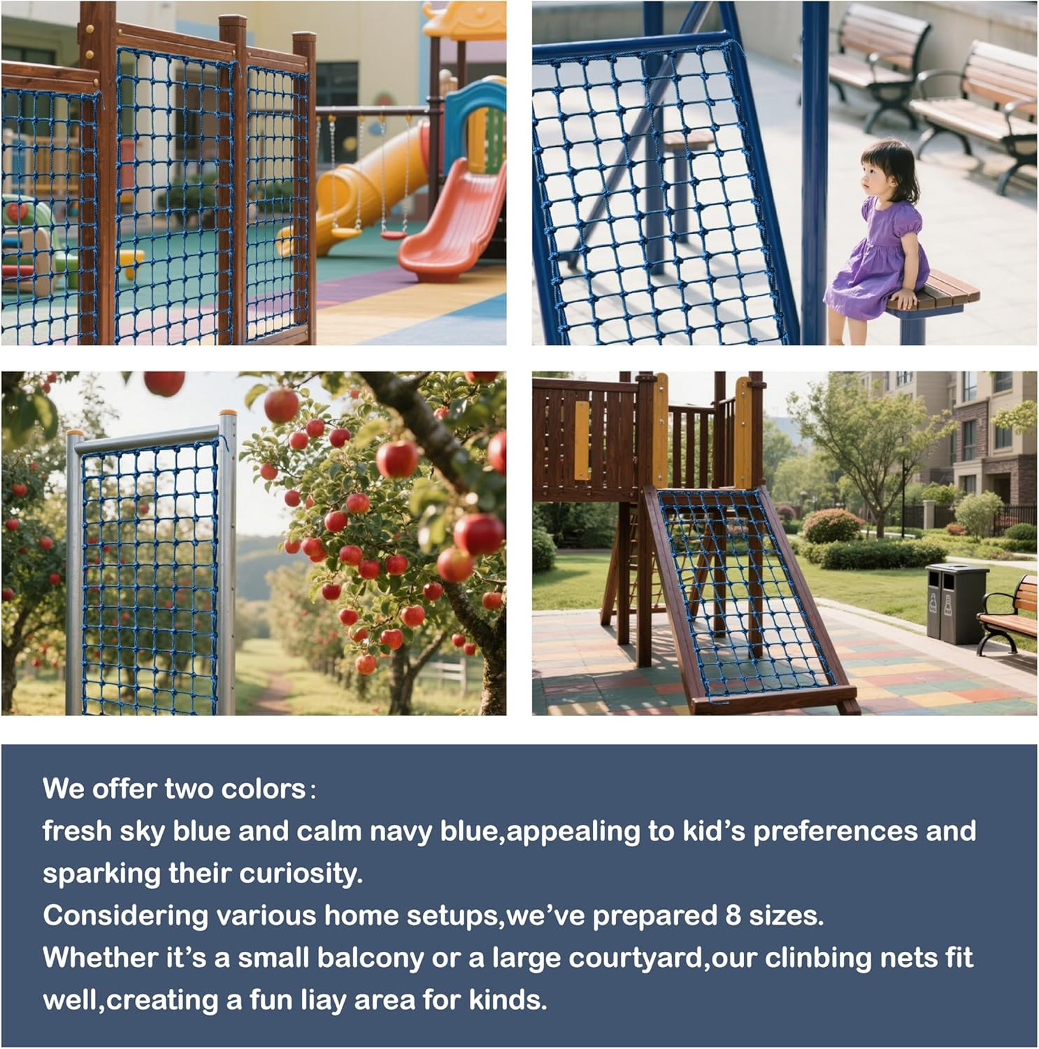Upgraded Kids’ Polyester Climbing Net, 8 Sizes, Heavy-Duty & Exquisite, Ideal fo