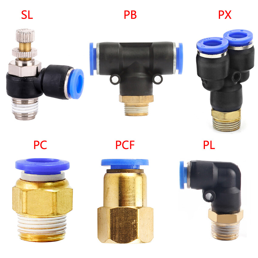 Pneumatic Push In Fittings Thread Connectors Water Air Hose Tube Quick Joiner