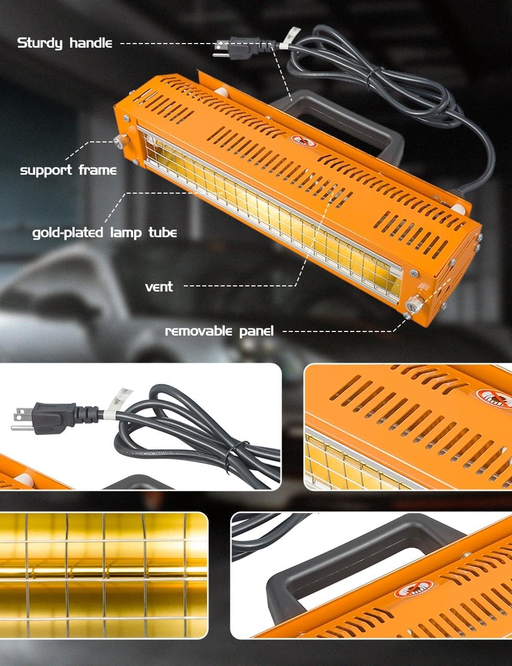 1000W Shortwave Infrared Paint Curing Lamp 110V