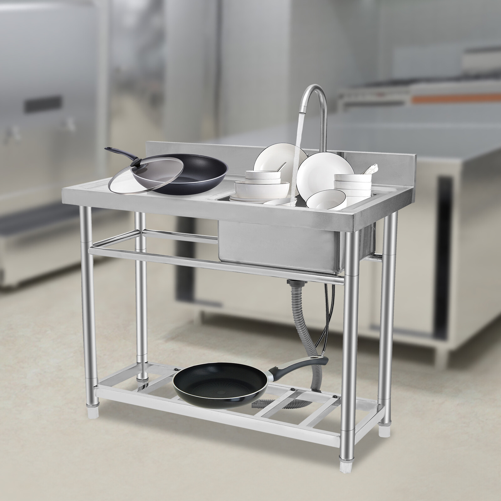 Single Bowl Kitchen Sink Fits Laundry Room Bathroom US Stainless Steel Durable.