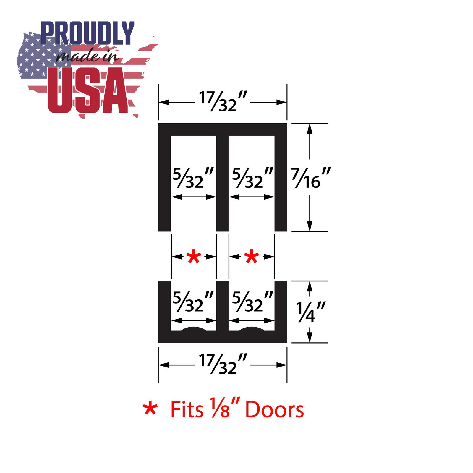 Outwater 1/8″ Panel Sliding Door Track Multipack – Color and Size Options