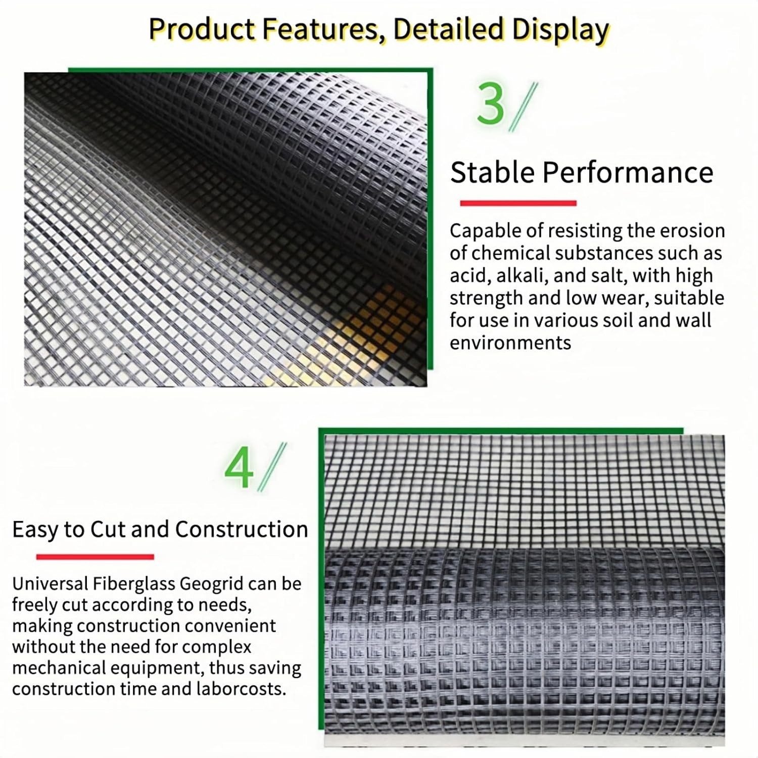Universal Retaining Wall Geogrid Roll 4′ X 98′ for Walls up to 6 Feet in Height