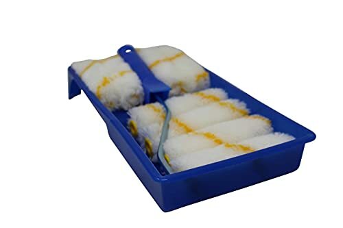 Paint Roller Tool Kit Painting Set Mini Plastic Paint Tray Set,Microfiber Roller