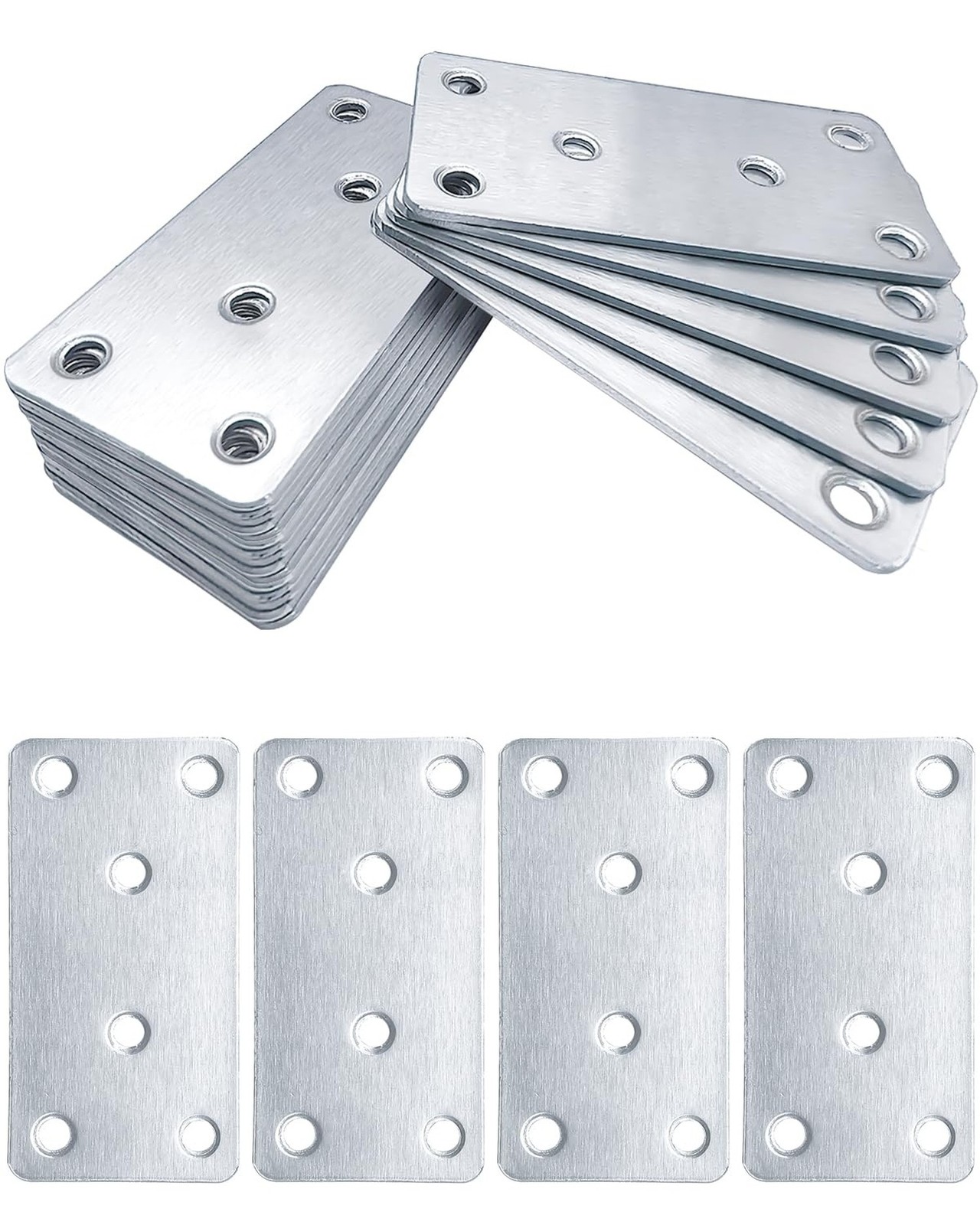 20 Pack Flat Mending Plate for Wood, Sliver 3.1”X1.5” Metal Mounting Plates…