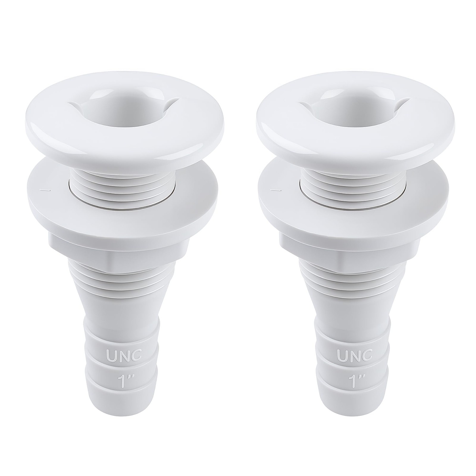 SEAFLO 1” Thru Hull Fitting Marine Boat, Polypropylene, Plastic 1”, White