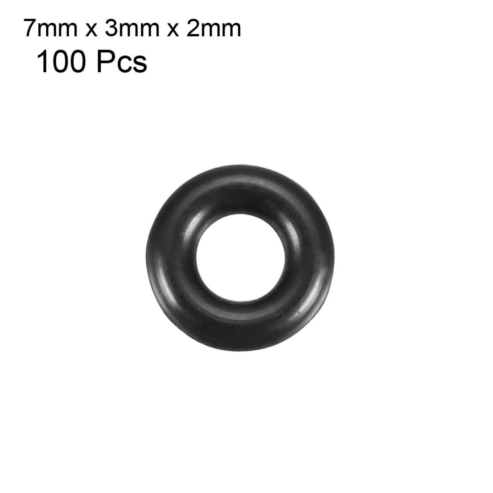 100Pcs Black 7x3x2mm Industrial Flexible Rubber O Ring Oil Sealing Grommets