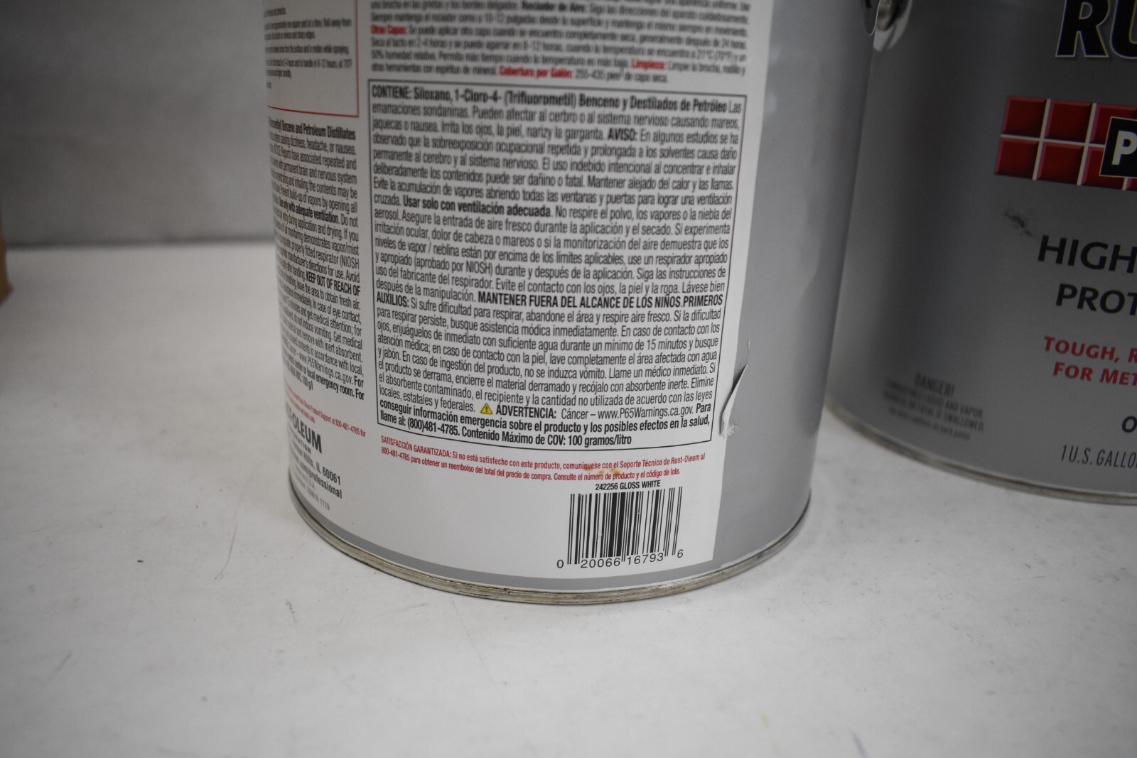 Lot of 2 Rust-Oleum 242256 High Performance Gloss White VOC Enamel 1 gal