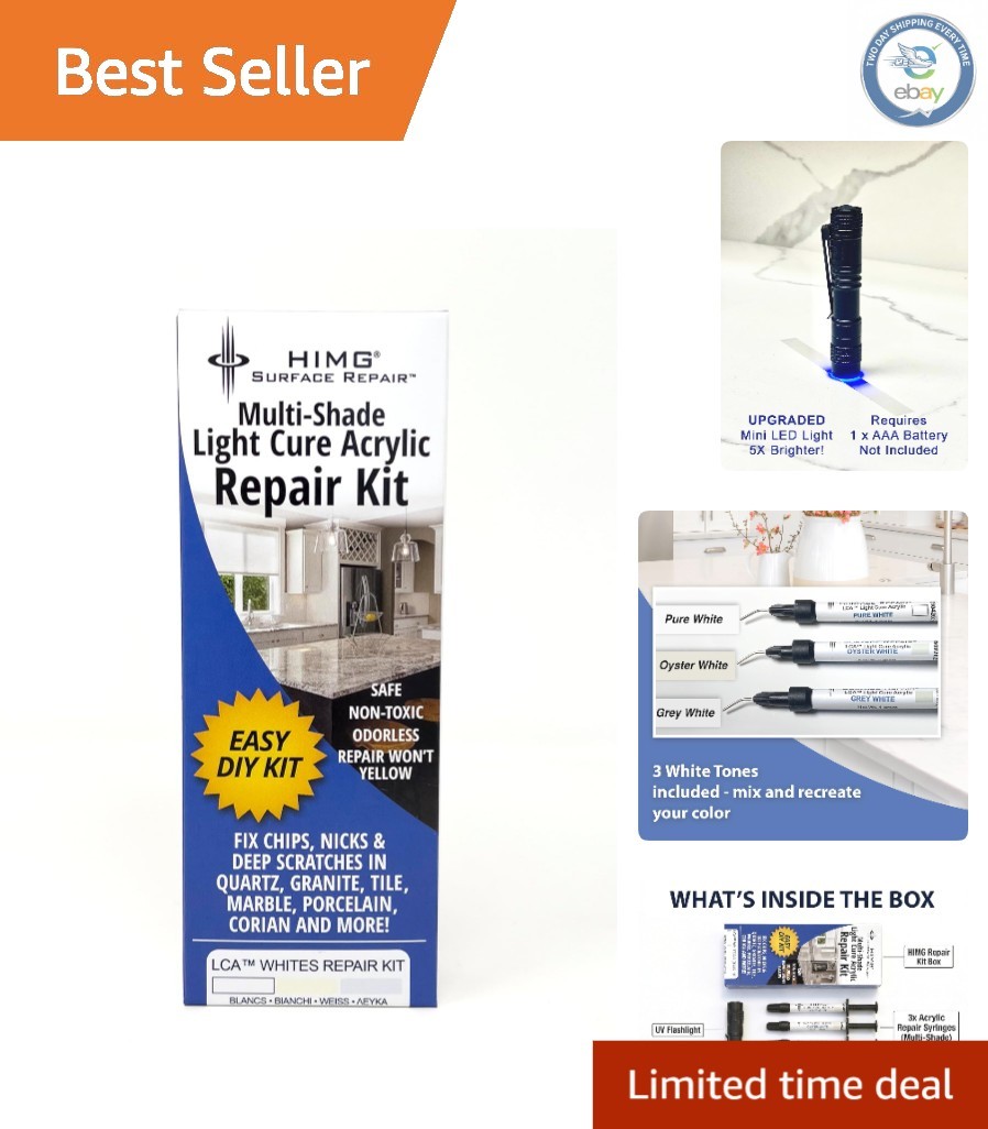 White Tones Quartz Countertop Repair Kit – Instant Chip Fix for Marble & Granite