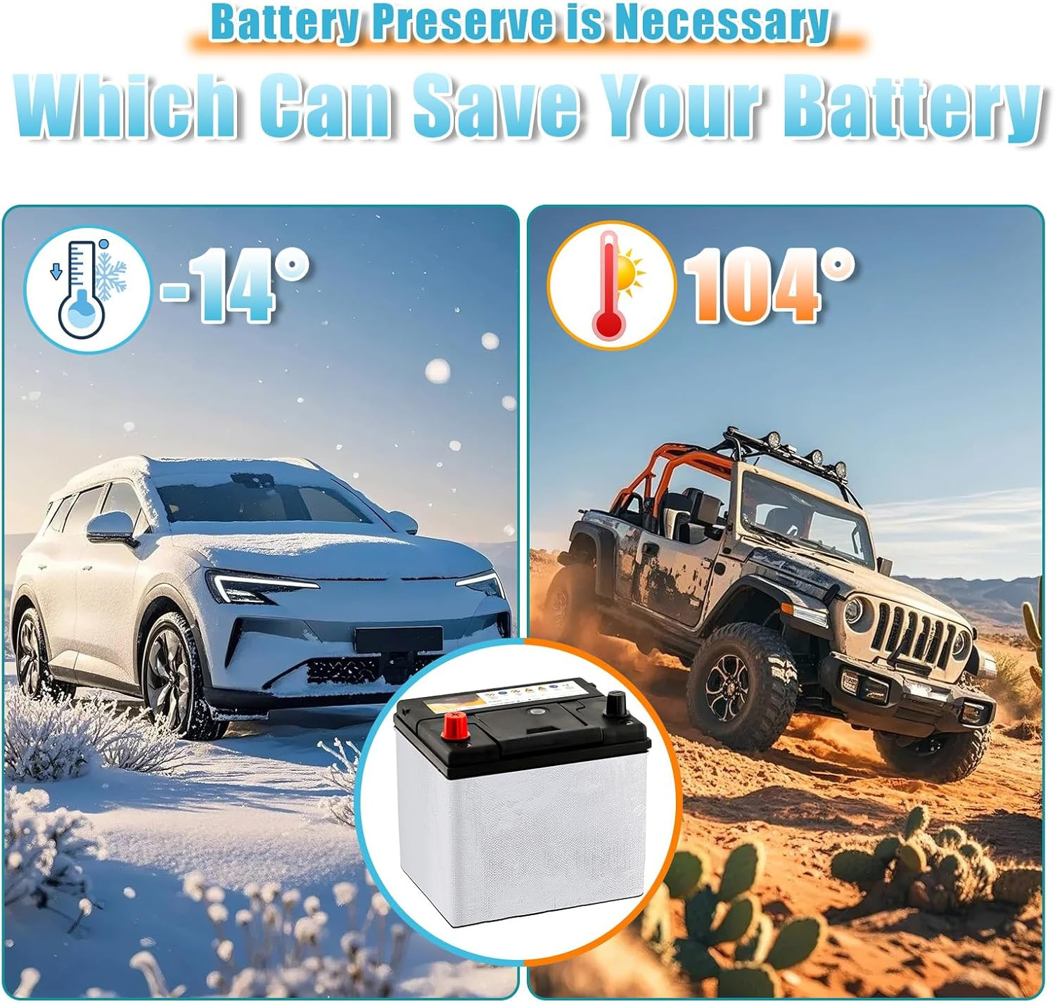 Battery Insulation Kit, Car Battery Insulation Blanket ,Car Battery Wrap for Col