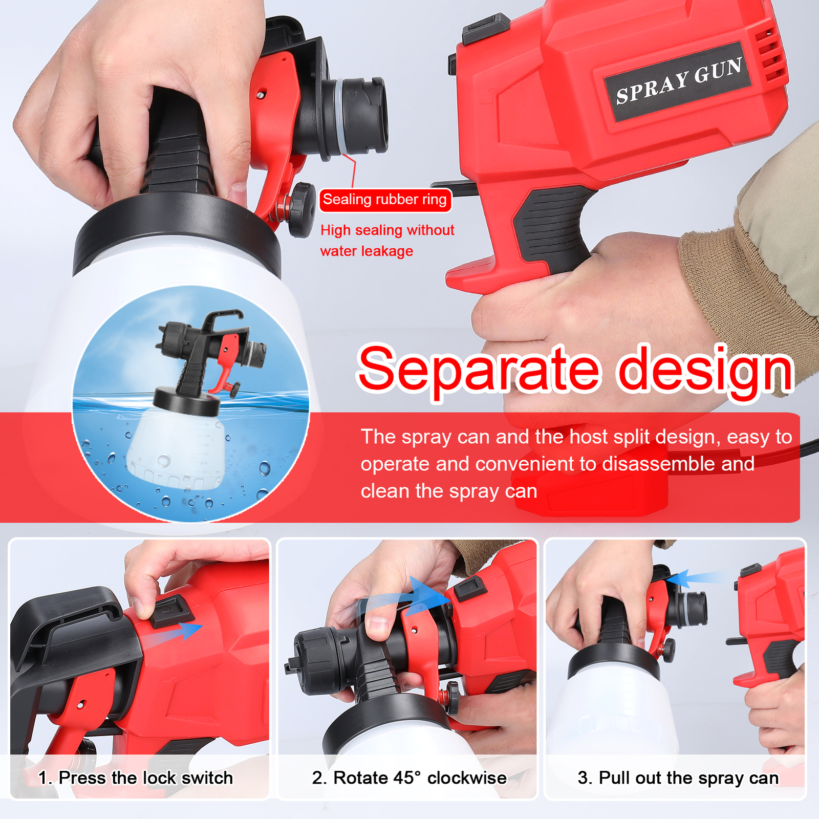 Electric Paint Spraying Machine 800ml Large Capacity Paint Bottle Q7I5