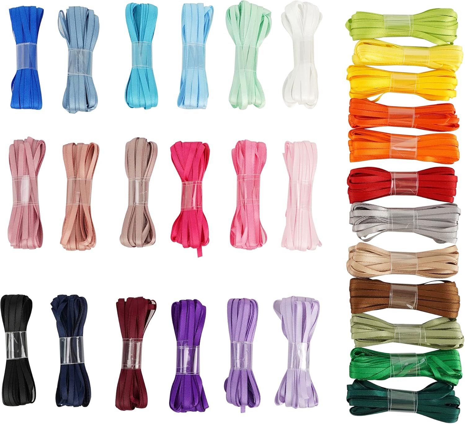 30 Colors Thin Ribbon 1/8 Inch Satin Small Ribbon Assortment 180 Yards Polyester