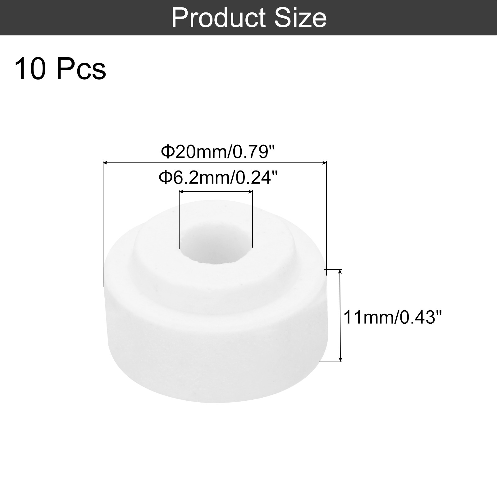 10 Pcs Ceramic Insulator Bead, 6.2mm x 20mm x 11mm Ceramic Tube